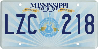 MS license plate LZC218