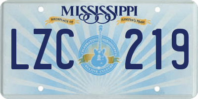 MS license plate LZC219