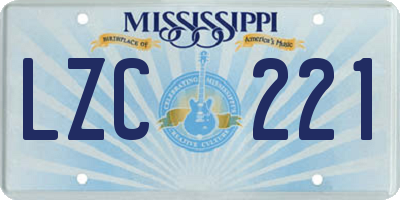 MS license plate LZC221