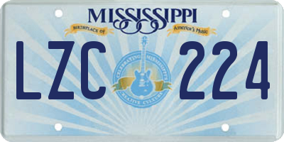 MS license plate LZC224