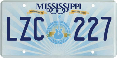 MS license plate LZC227