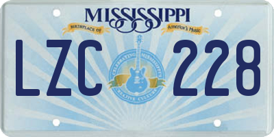 MS license plate LZC228
