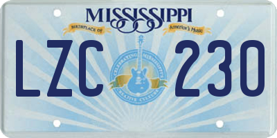 MS license plate LZC230