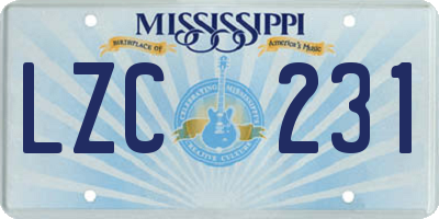 MS license plate LZC231