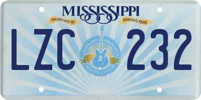 MS license plate LZC232