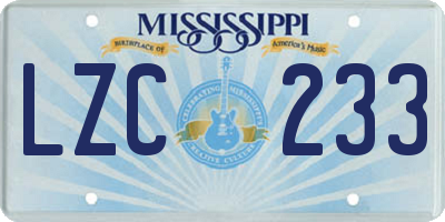 MS license plate LZC233