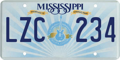 MS license plate LZC234