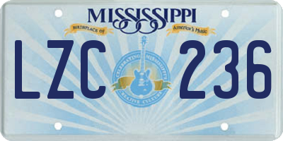 MS license plate LZC236