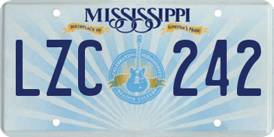 MS license plate LZC242