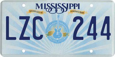 MS license plate LZC244