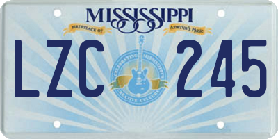 MS license plate LZC245