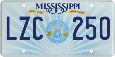 MS license plate LZC250