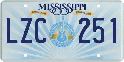 MS license plate LZC251