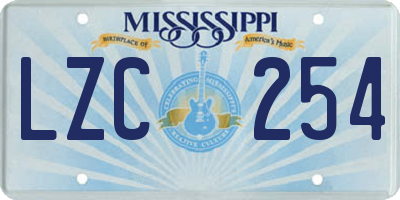 MS license plate LZC254