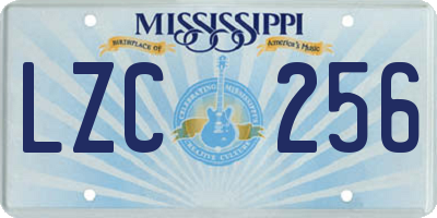 MS license plate LZC256