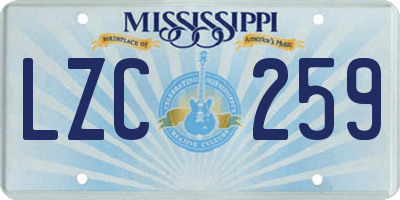 MS license plate LZC259