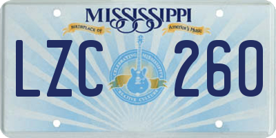 MS license plate LZC260
