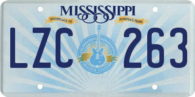 MS license plate LZC263