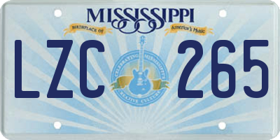 MS license plate LZC265
