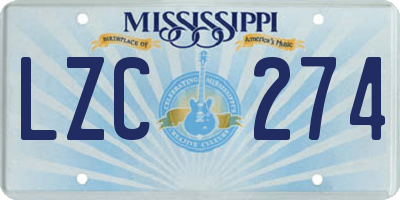 MS license plate LZC274