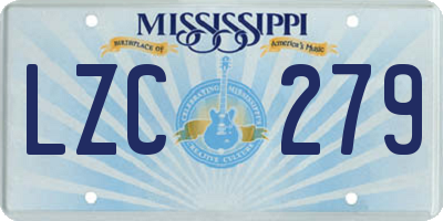 MS license plate LZC279