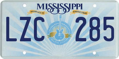 MS license plate LZC285