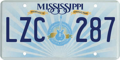 MS license plate LZC287