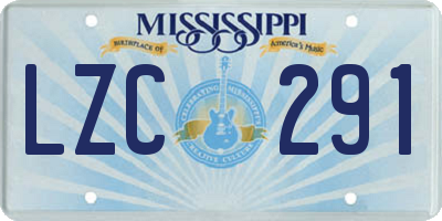 MS license plate LZC291