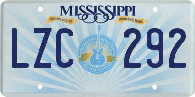 MS license plate LZC292