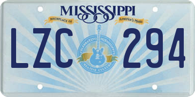 MS license plate LZC294