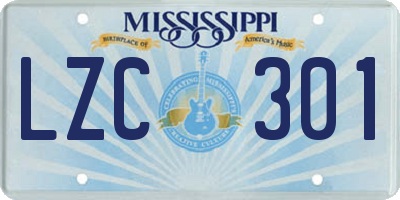 MS license plate LZC301