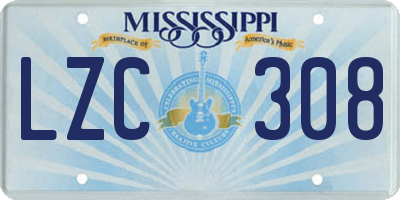 MS license plate LZC308