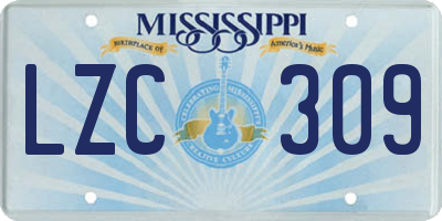 MS license plate LZC309