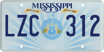 MS license plate LZC312