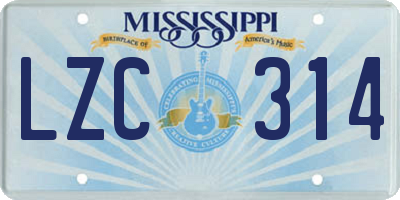 MS license plate LZC314