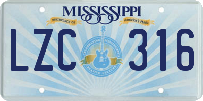 MS license plate LZC316