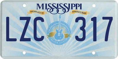 MS license plate LZC317