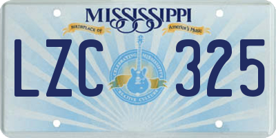 MS license plate LZC325
