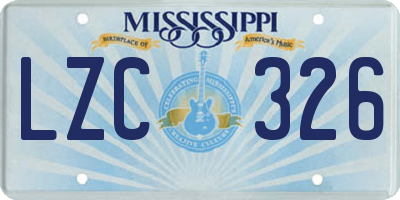 MS license plate LZC326