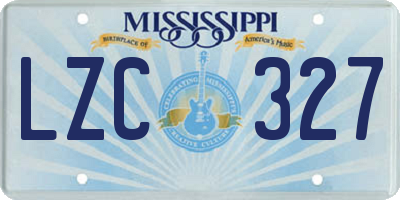 MS license plate LZC327