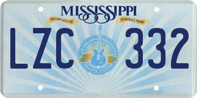 MS license plate LZC332