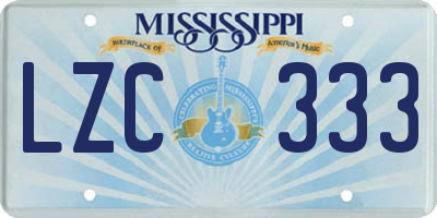 MS license plate LZC333