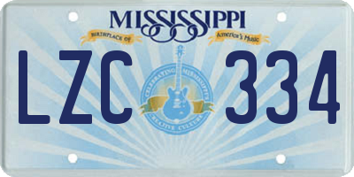 MS license plate LZC334