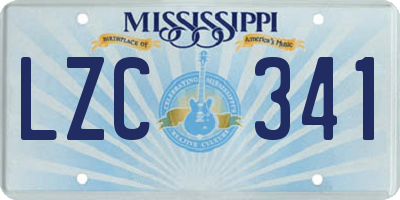 MS license plate LZC341