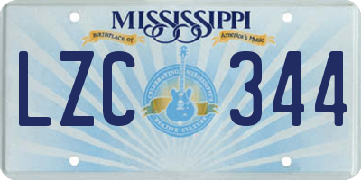 MS license plate LZC344