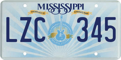 MS license plate LZC345