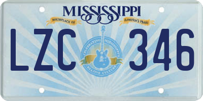 MS license plate LZC346