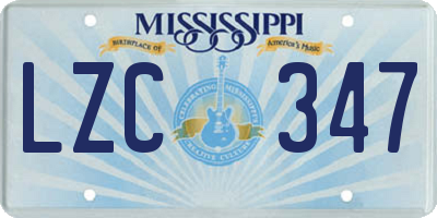 MS license plate LZC347
