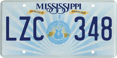 MS license plate LZC348