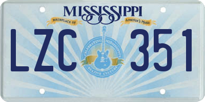MS license plate LZC351